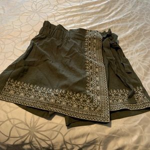 Olive Embroidered Skort